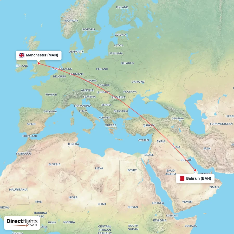 MAN - BAH route map