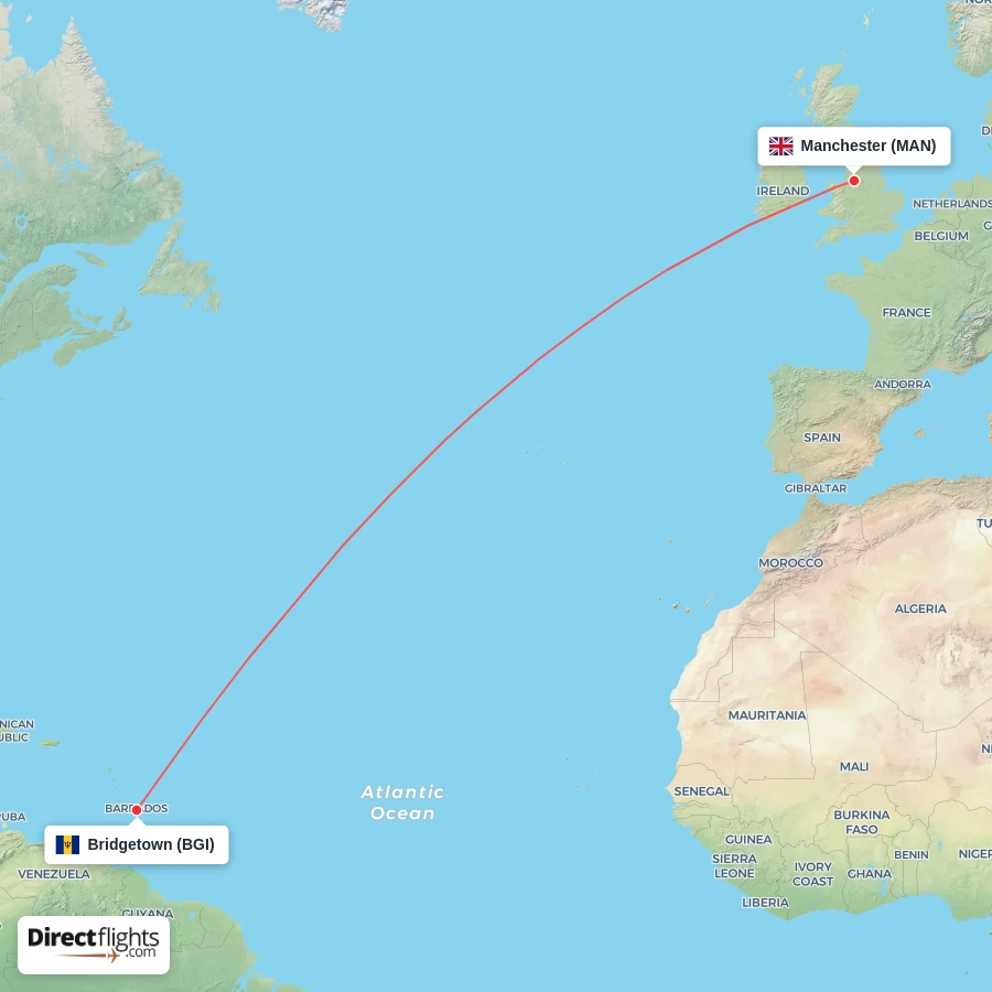 MAN - BGI route map