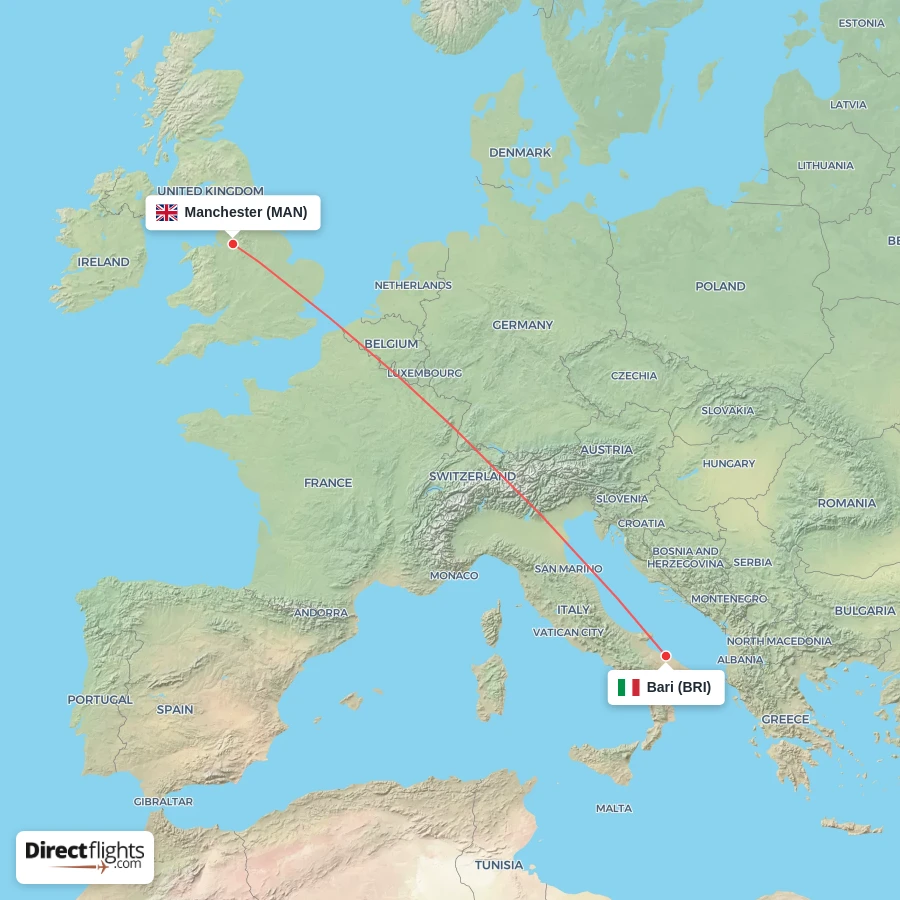 MAN - BRI route map