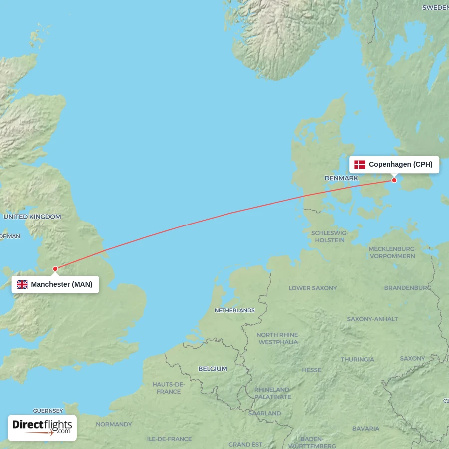 MAN - CPH route map