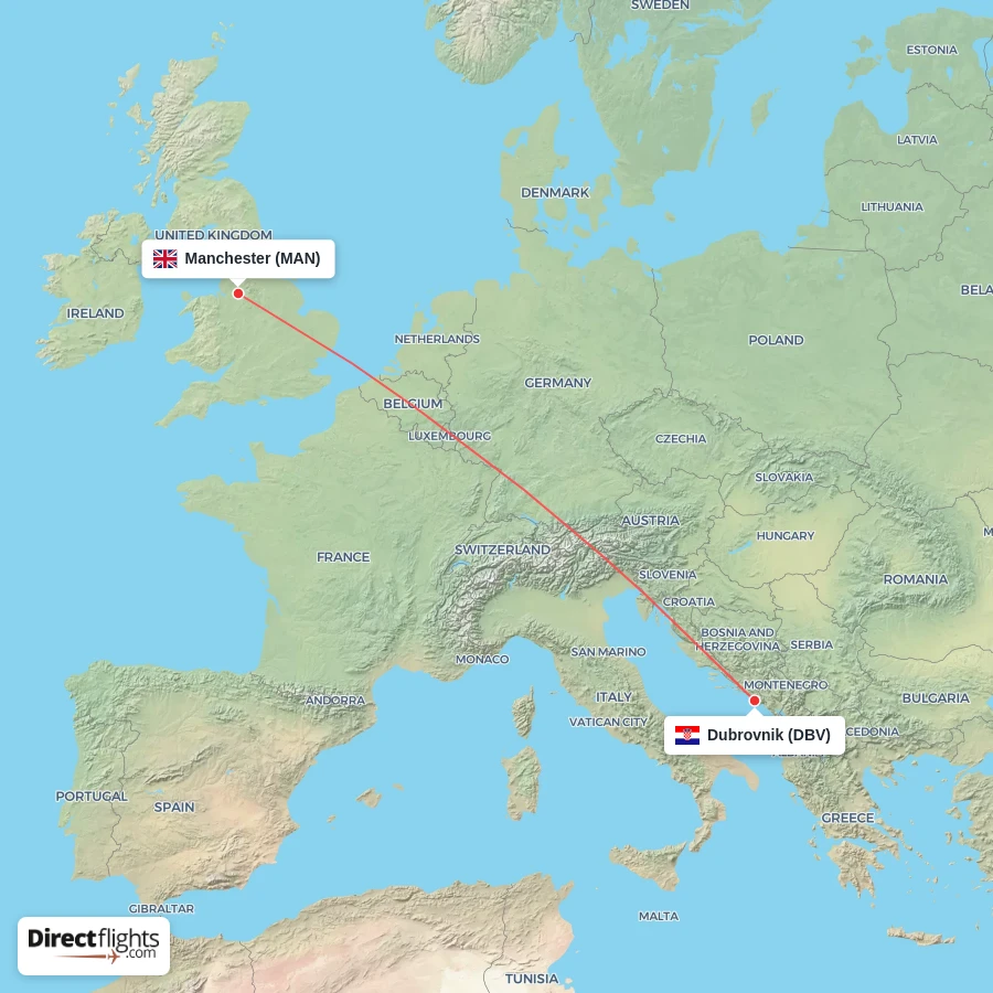 MAN - DBV route map