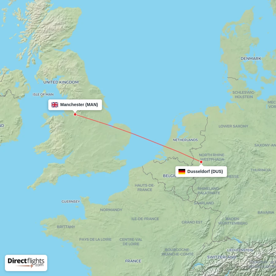 MAN - DUS route map