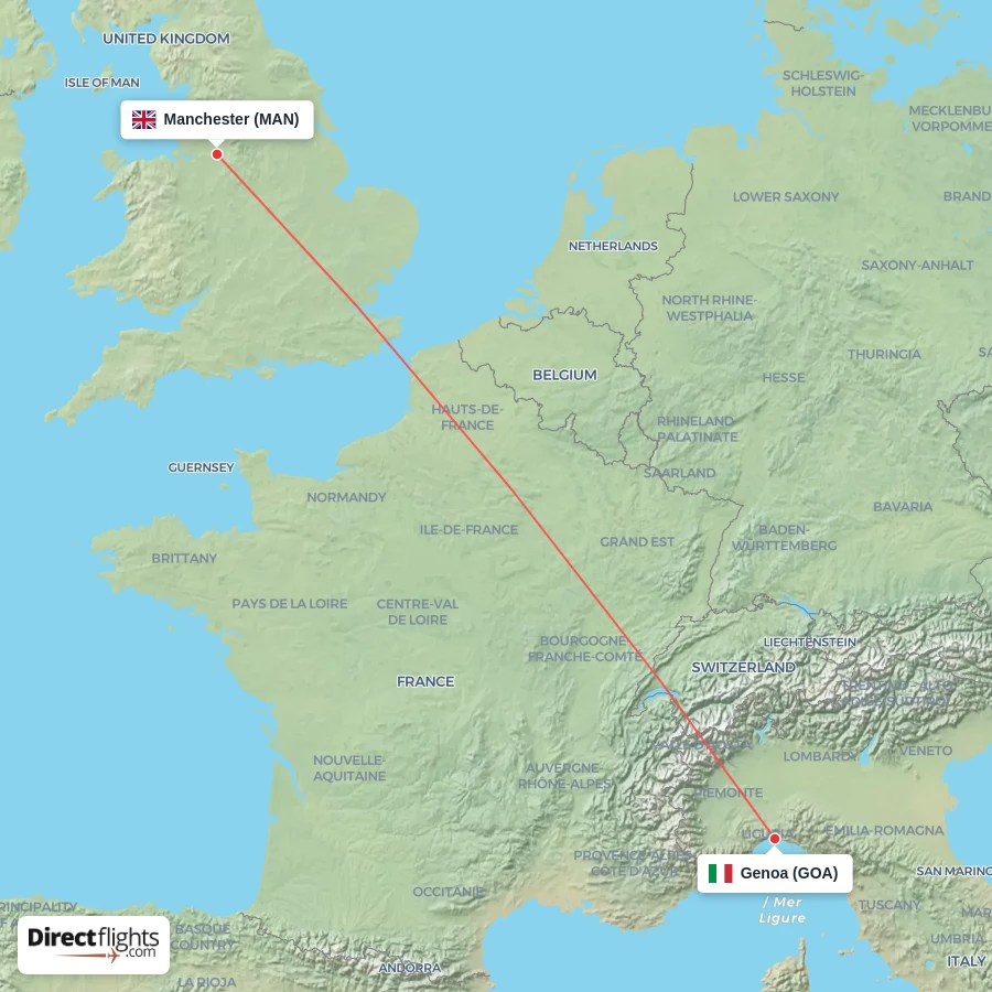 MAN - GOA route map