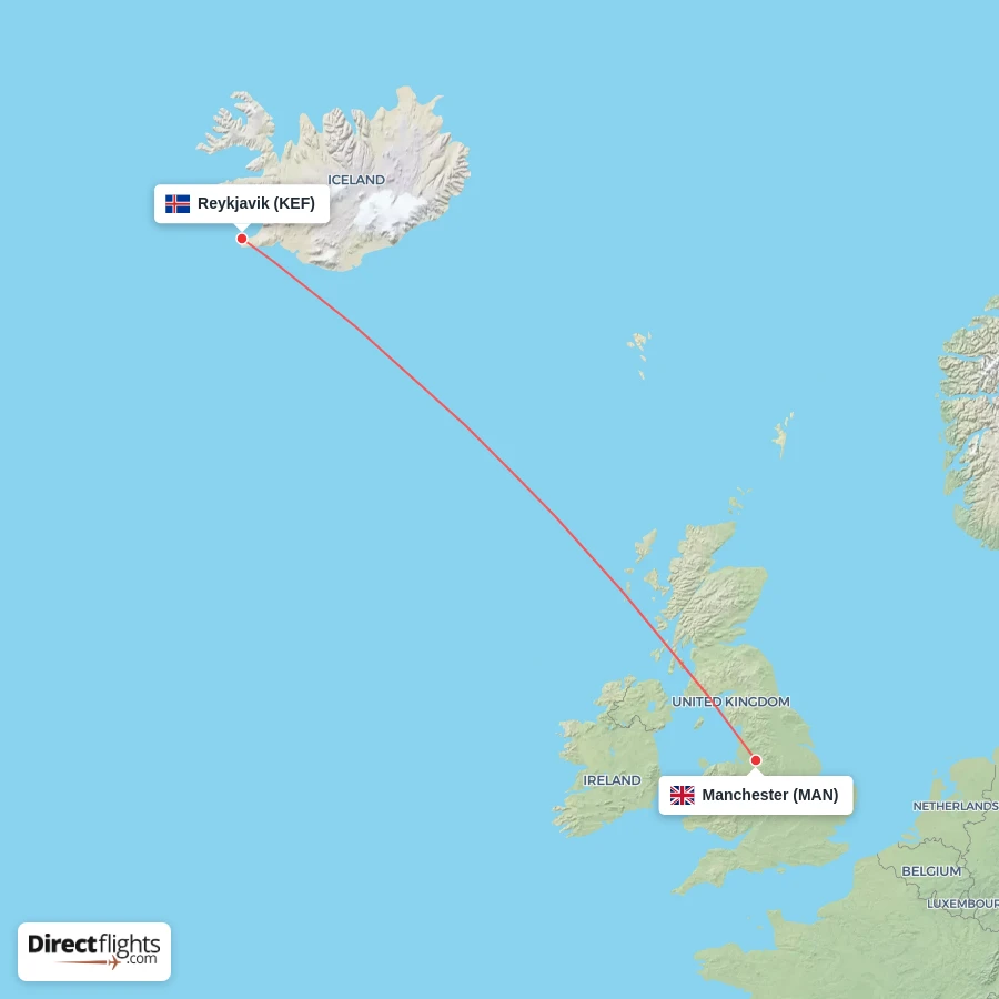 MAN - KEF route map