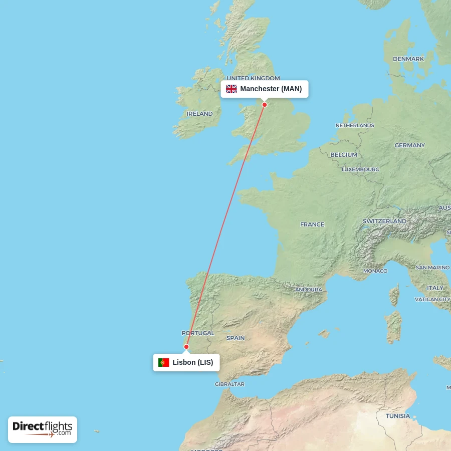 MAN - LIS route map