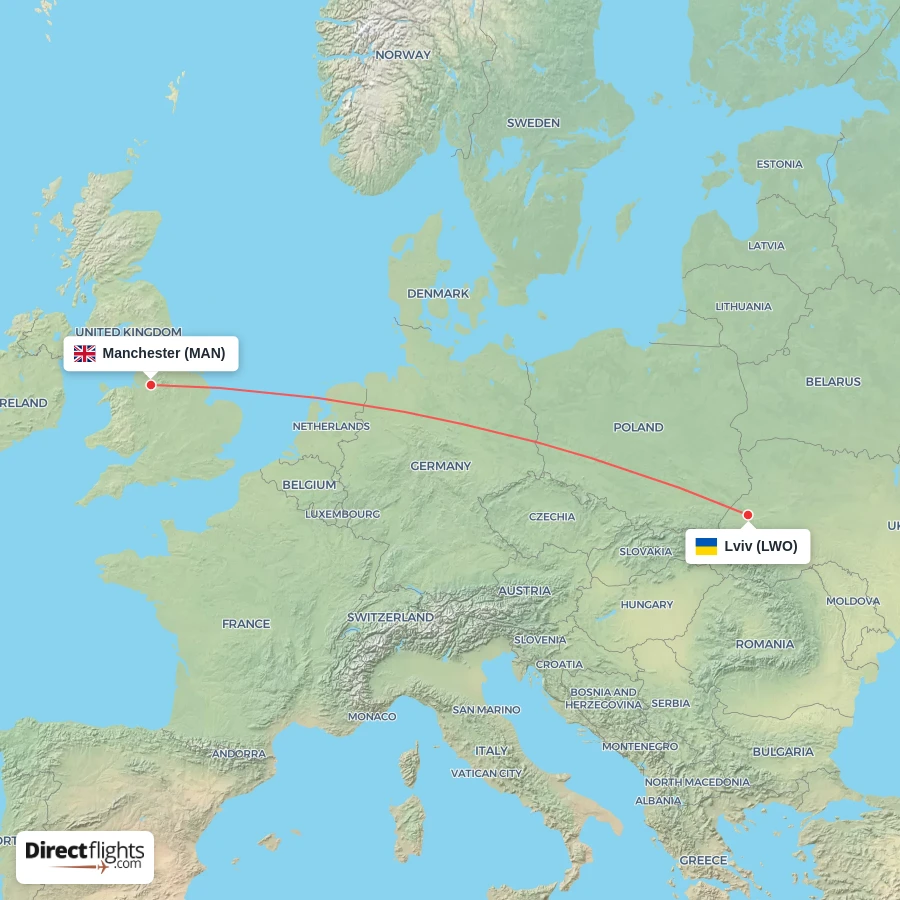 MAN - LWO route map