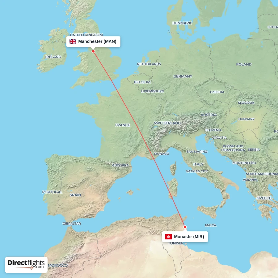 MAN - MIR route map