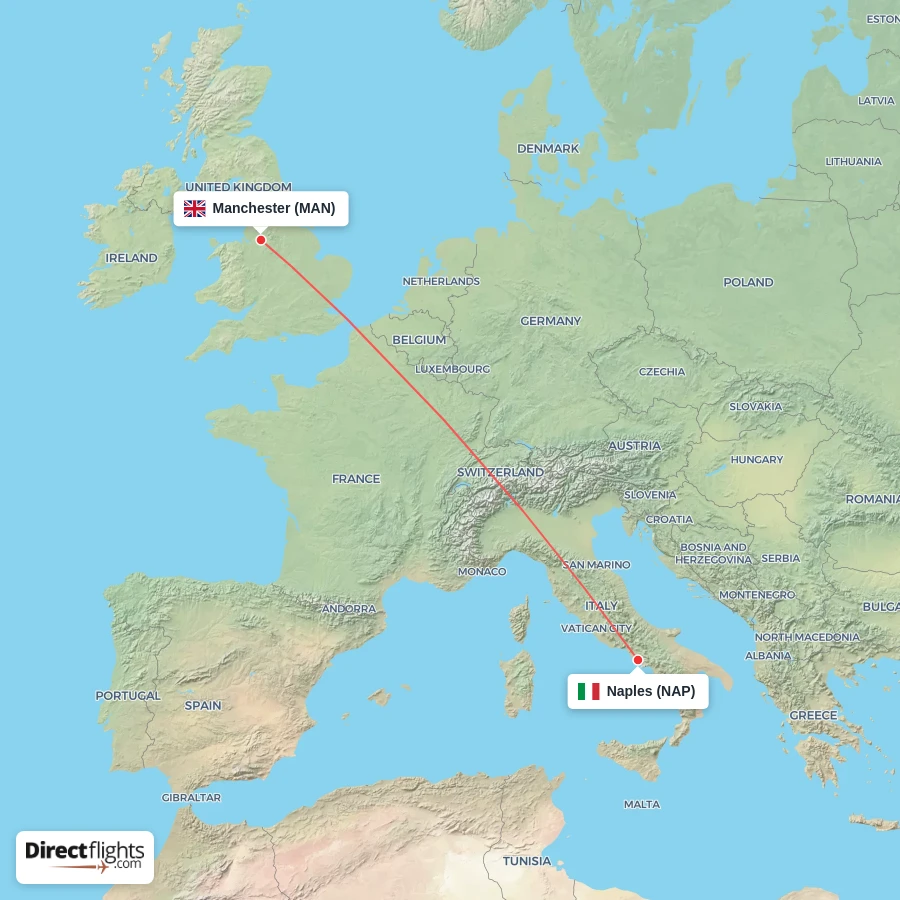 MAN - NAP route map