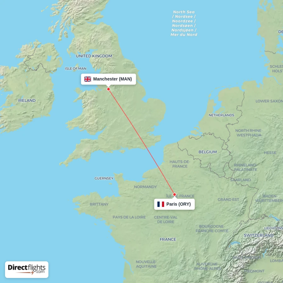 MAN - ORY route map