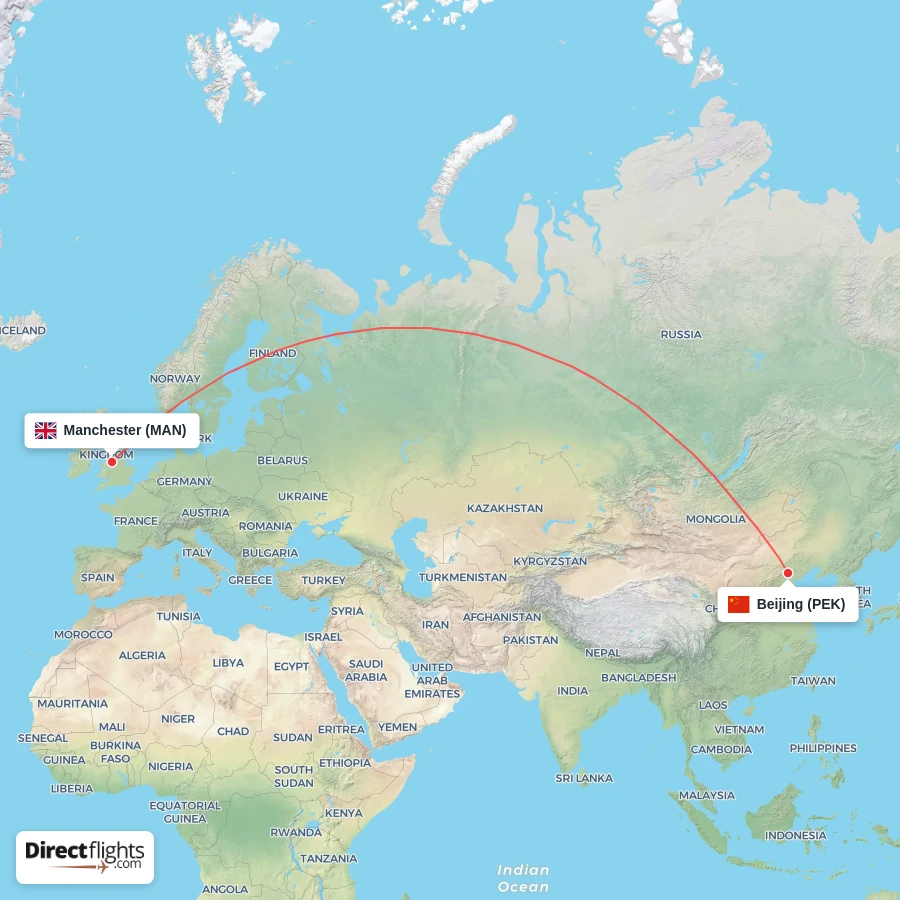 MAN - PEK route map
