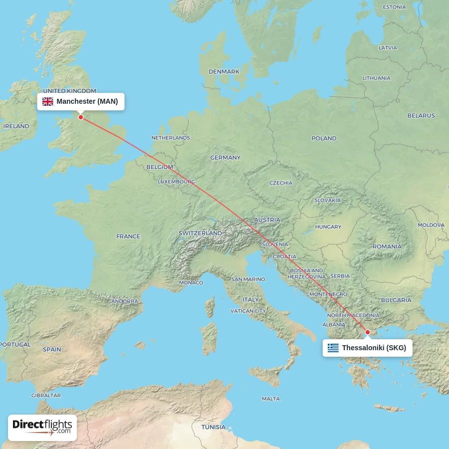 MAN - SKG route map