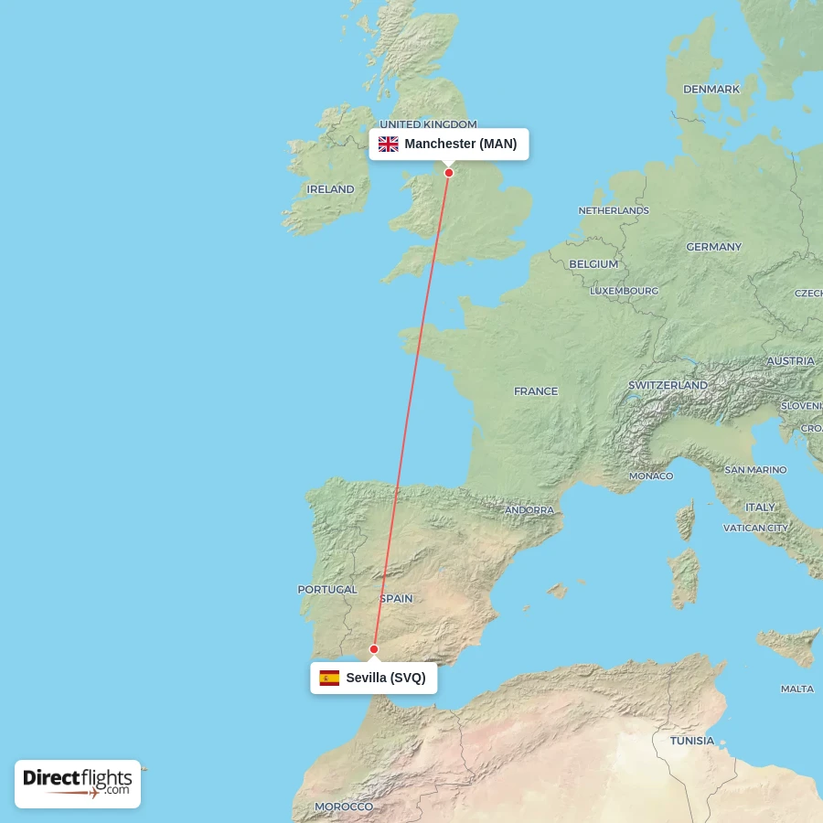 MAN - SVQ route map