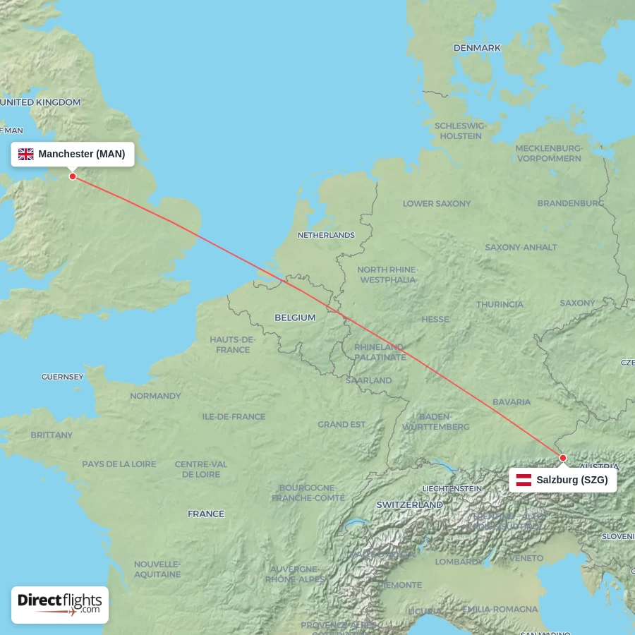 MAN - SZG route map