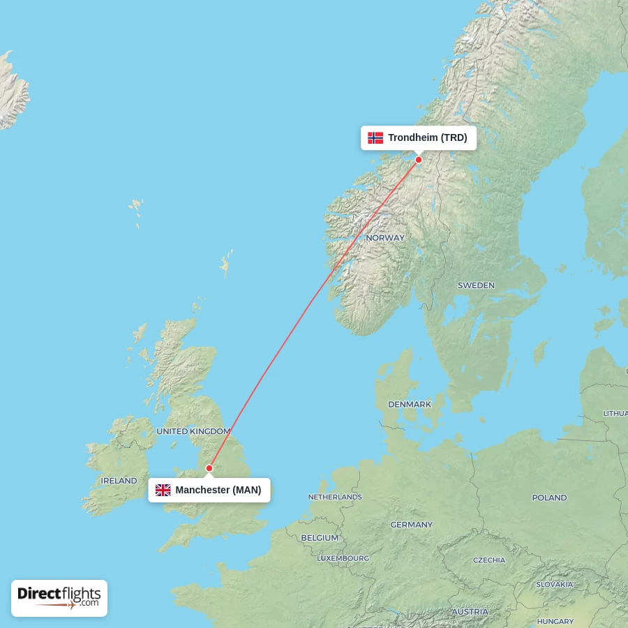 MAN - TRD route map