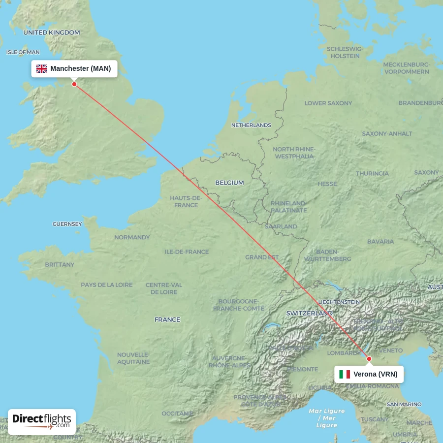 MAN - VRN route map