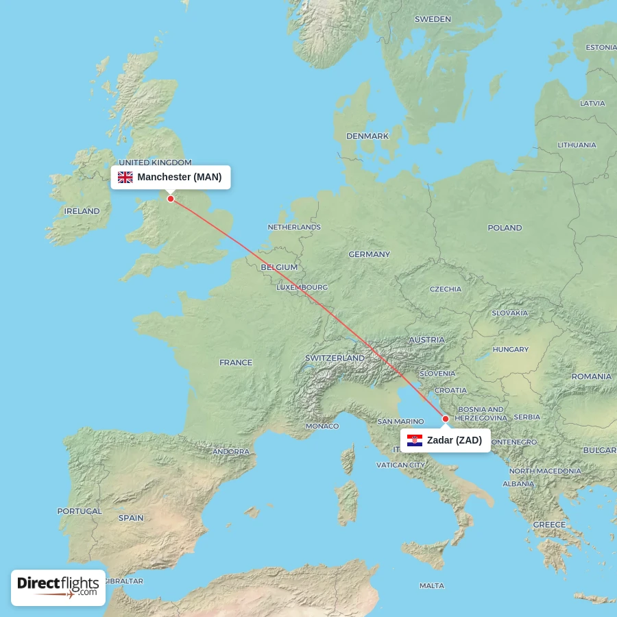 MAN - ZAD route map
