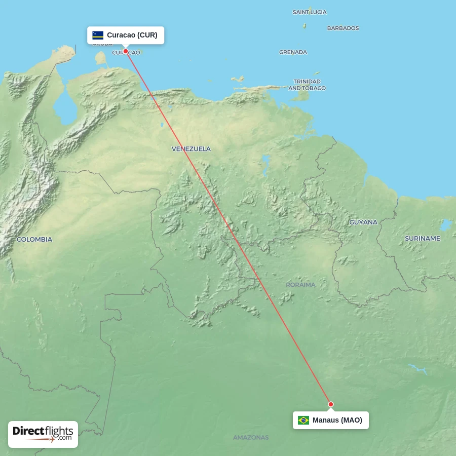 MAO - CUR route map