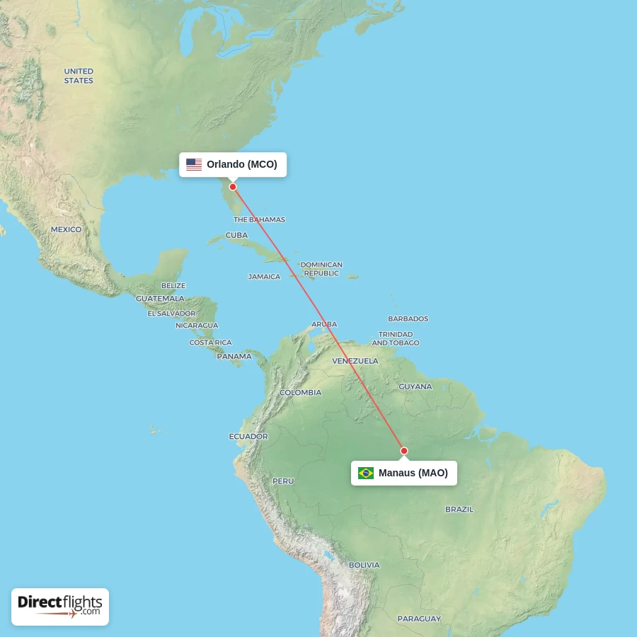 MAO - MCO route map