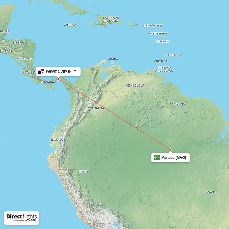 MAO - PTY route map