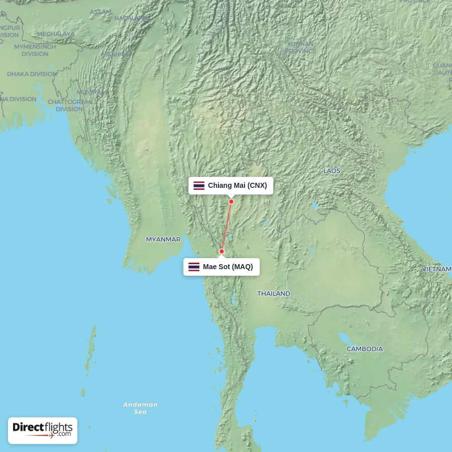 MAQ - CNX route map