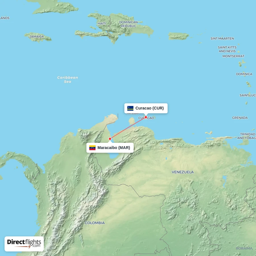 MAR - CUR route map