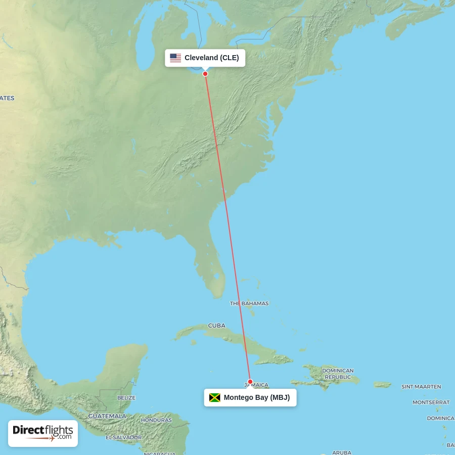 MBJ - CLE route map