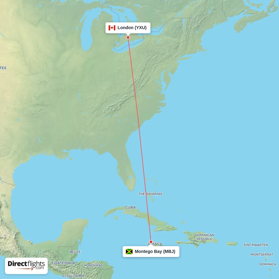 MBJ - YXU route map