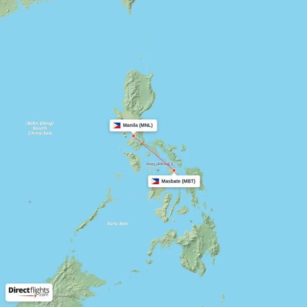 Masbate - Manila direct flight map