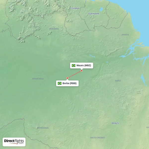 Maues - Borba direct flight map