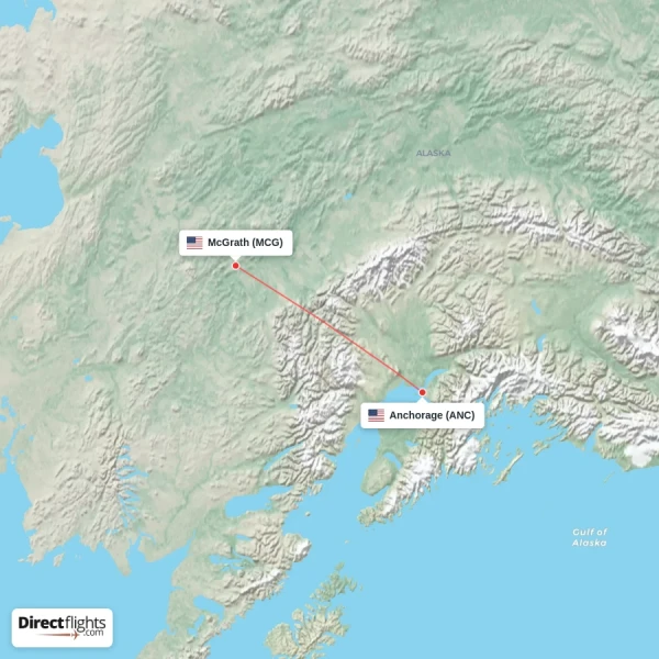 McGrath - Anchorage direct flight map