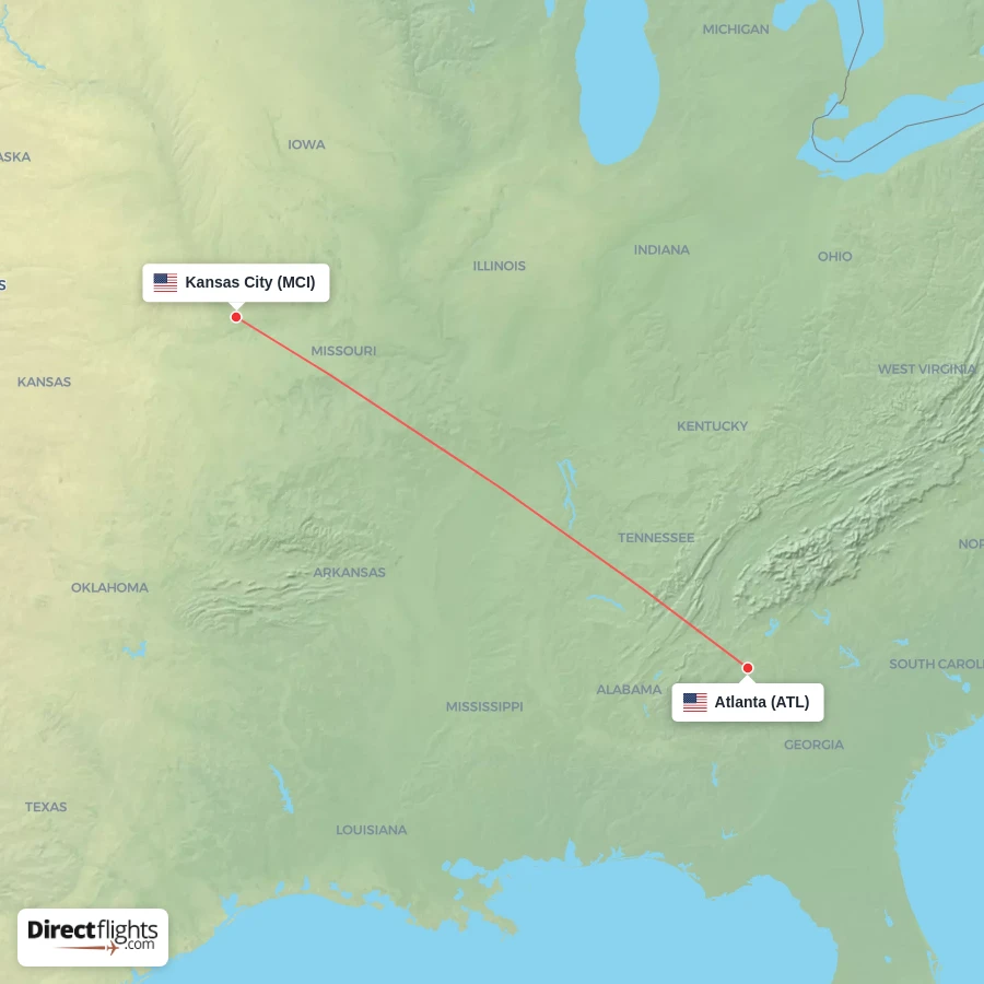 MCI - ATL route map