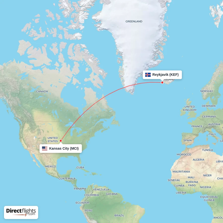 MCI - KEF route map