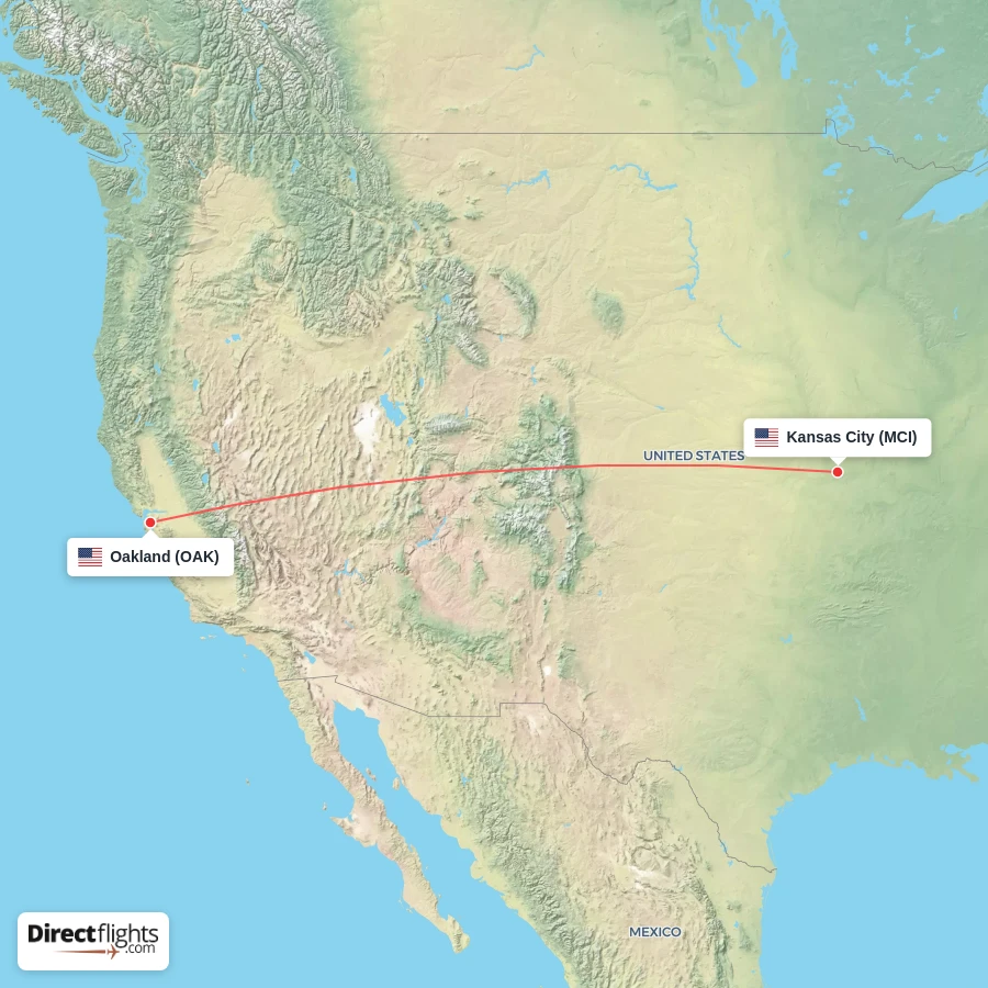 MCI - OAK route map