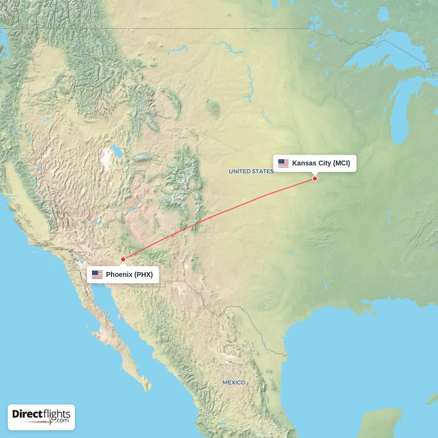 MCI - PHX route map