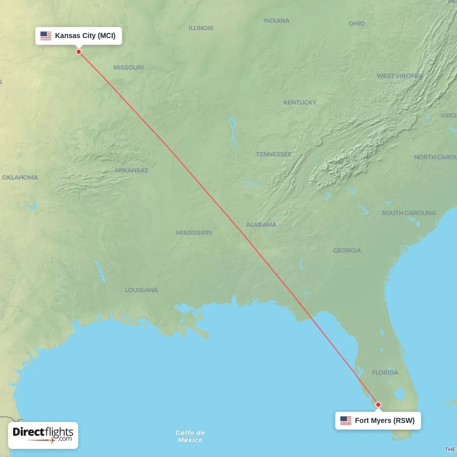 MCI - RSW route map