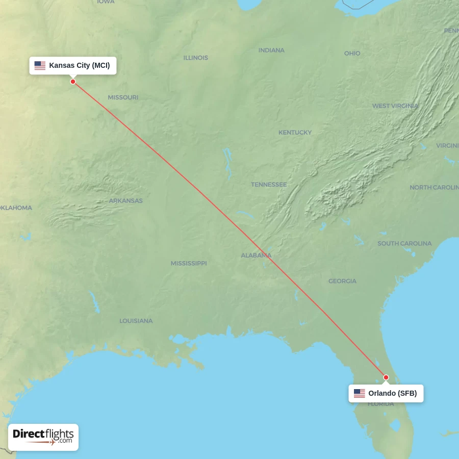 MCI - SFB route map