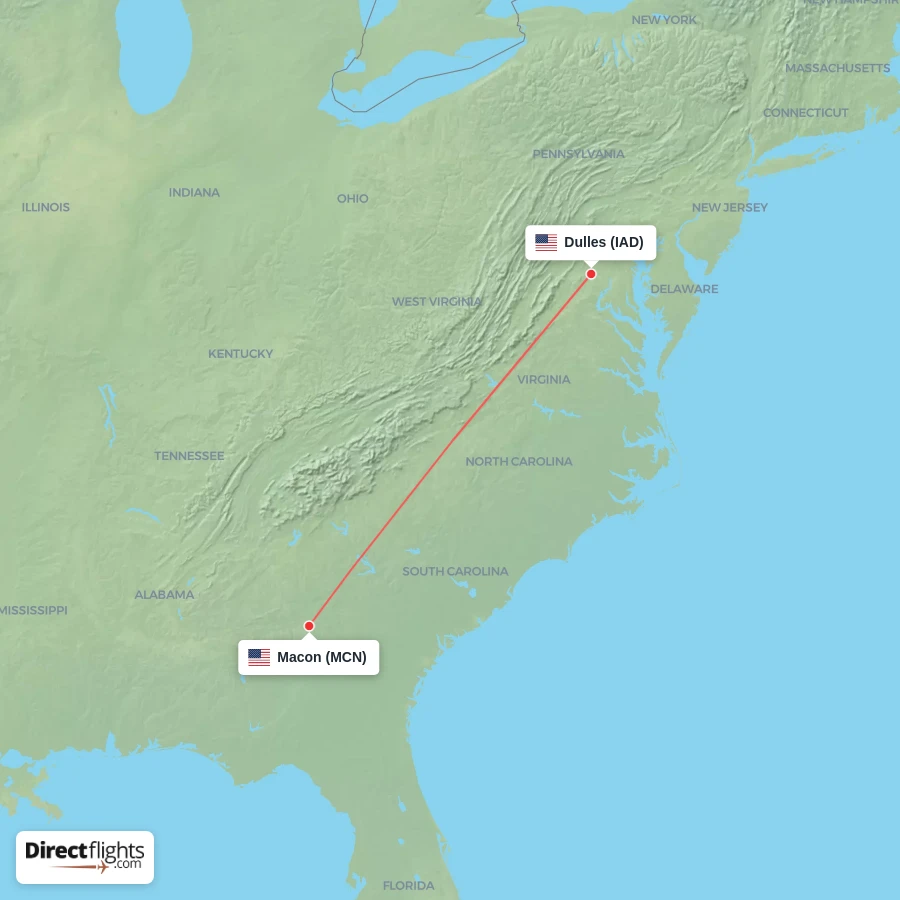 MCN - IAD route map