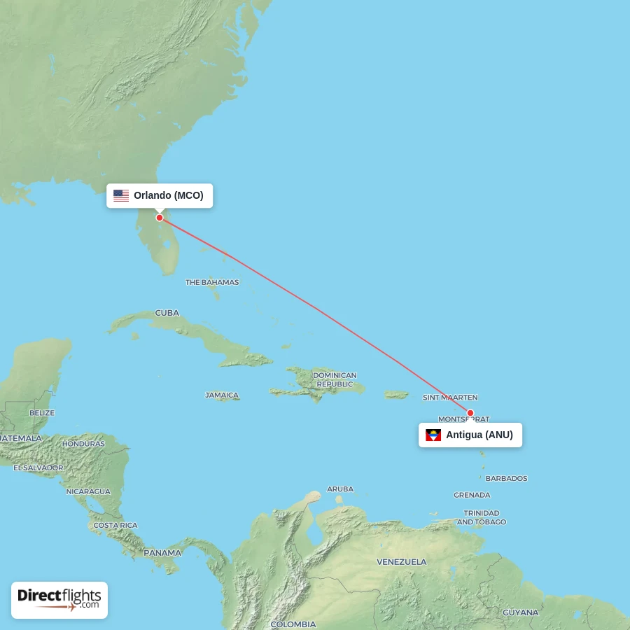 MCO - ANU route map
