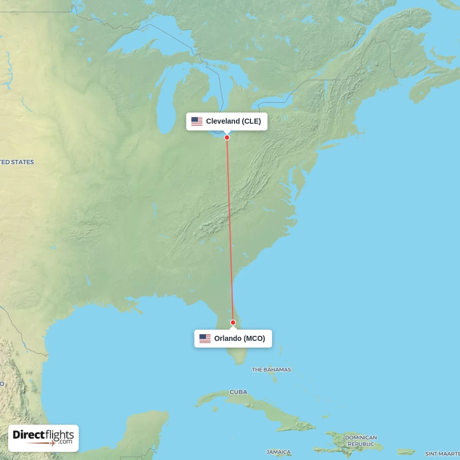 MCO - CLE route map