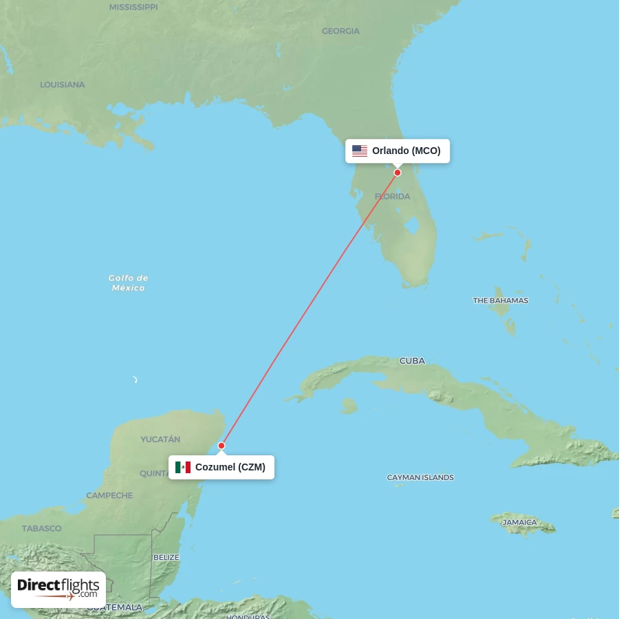 MCO - CZM route map