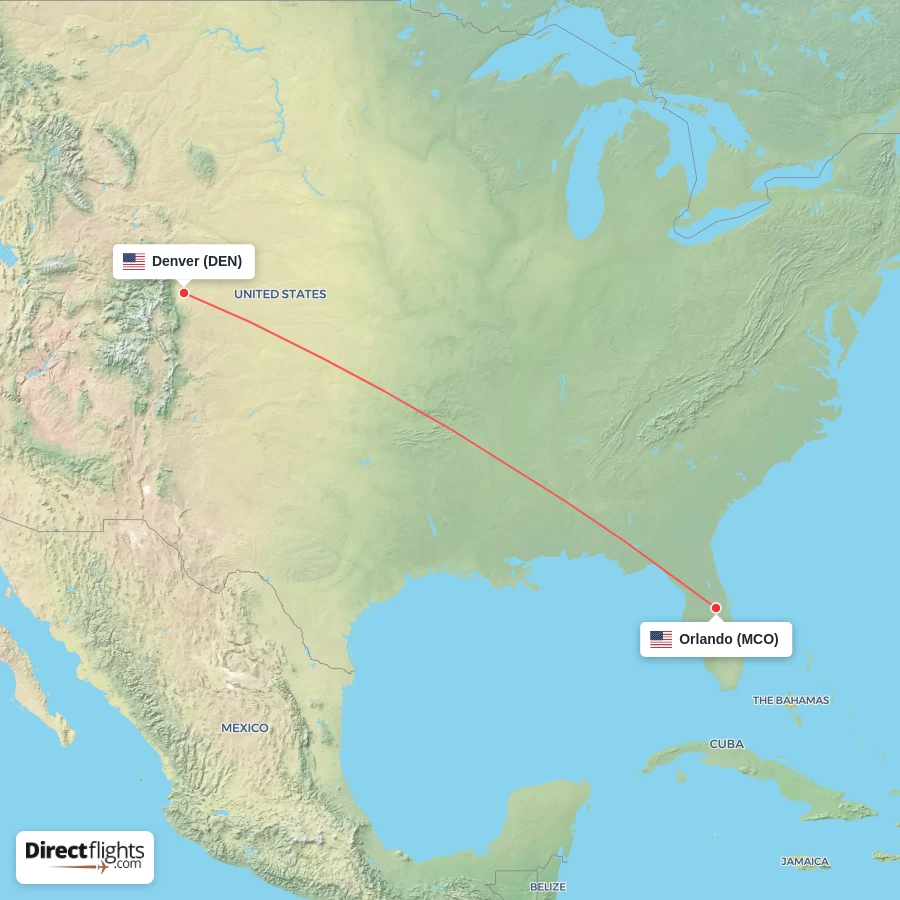 MCO - DEN route map