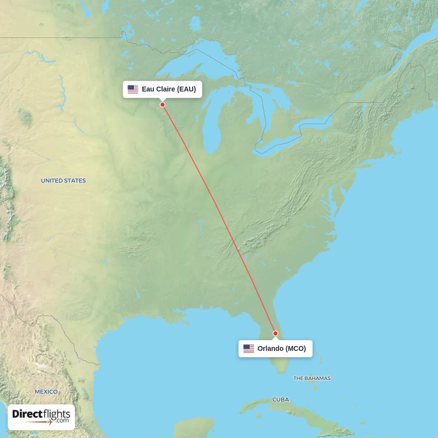 MCO - EAU route map