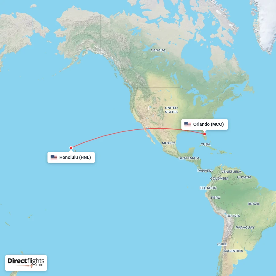 MCO - HNL route map