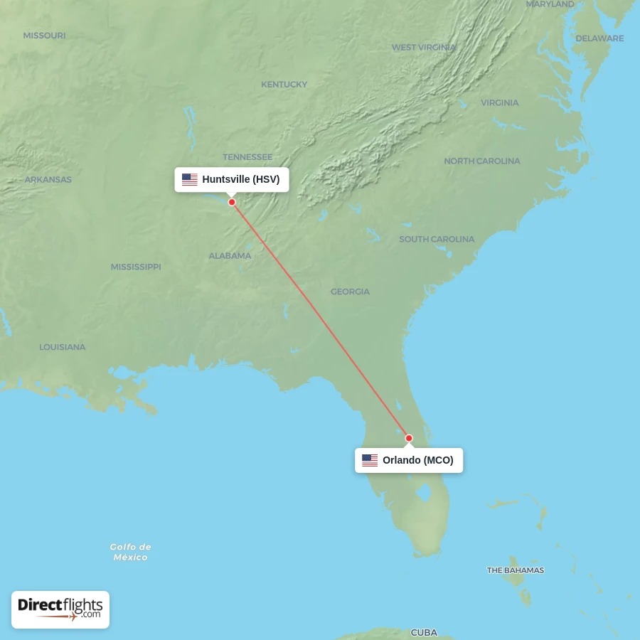MCO - HSV route map