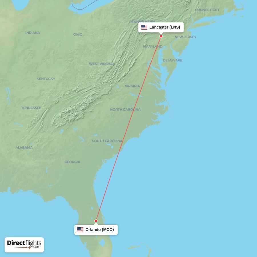 MCO - LNS route map