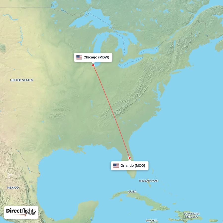 MCO - MDW route map