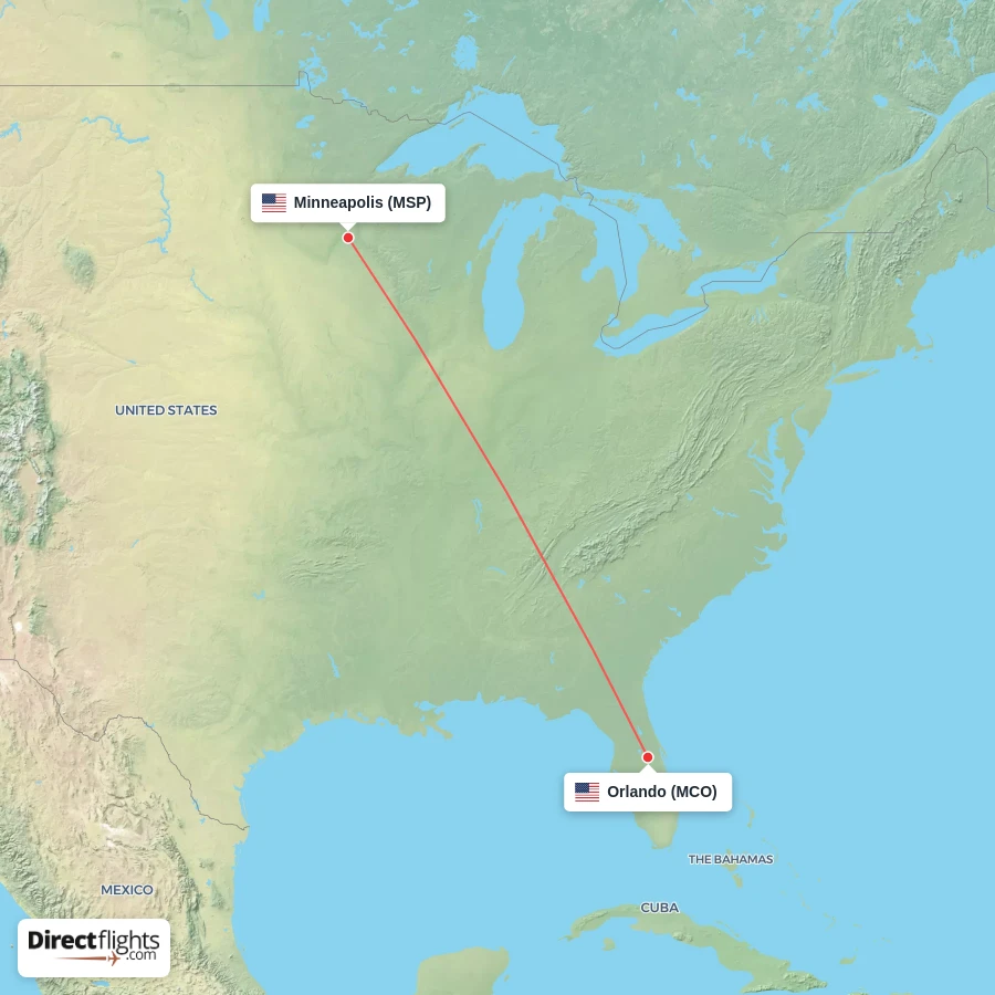 MCO - MSP route map