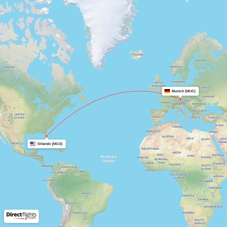 MCO - MUC route map