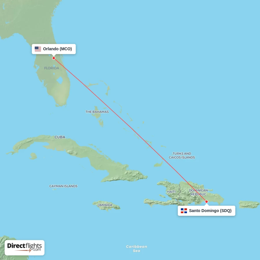 MCO - SDQ route map