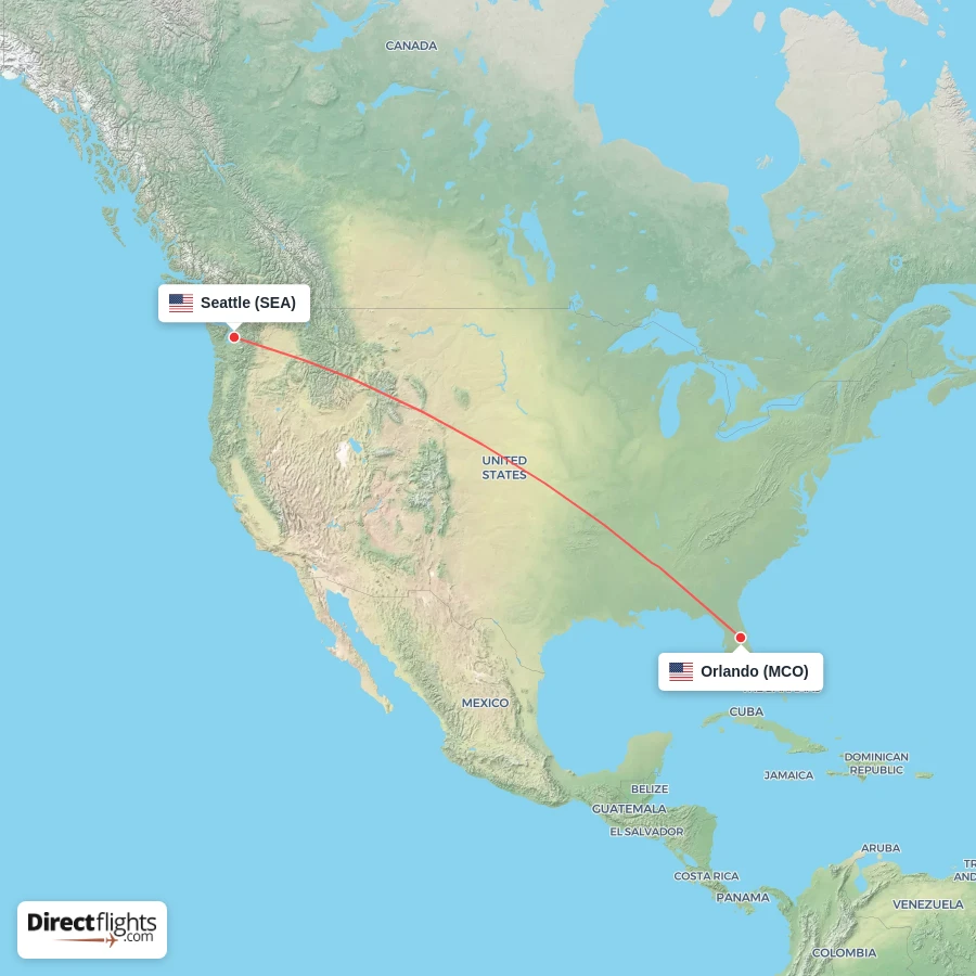 MCO - SEA route map